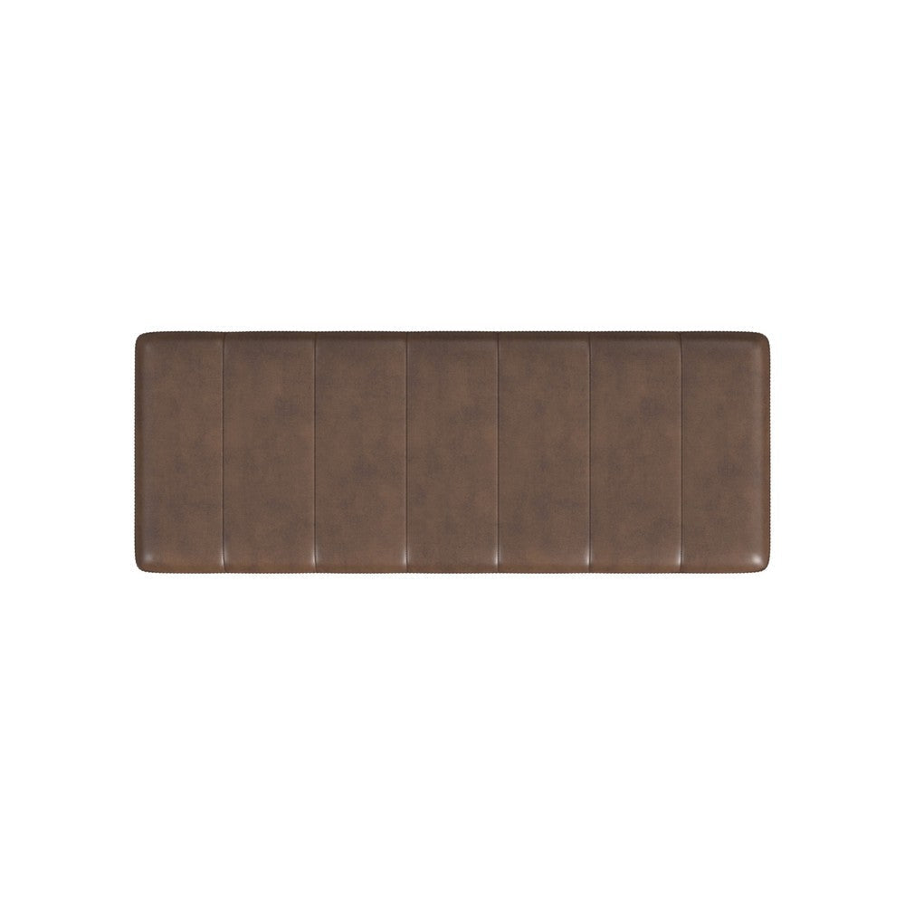 Kai Bench | Open Metal Frame | Brown Channel Stitch Faux Leather 43’’
