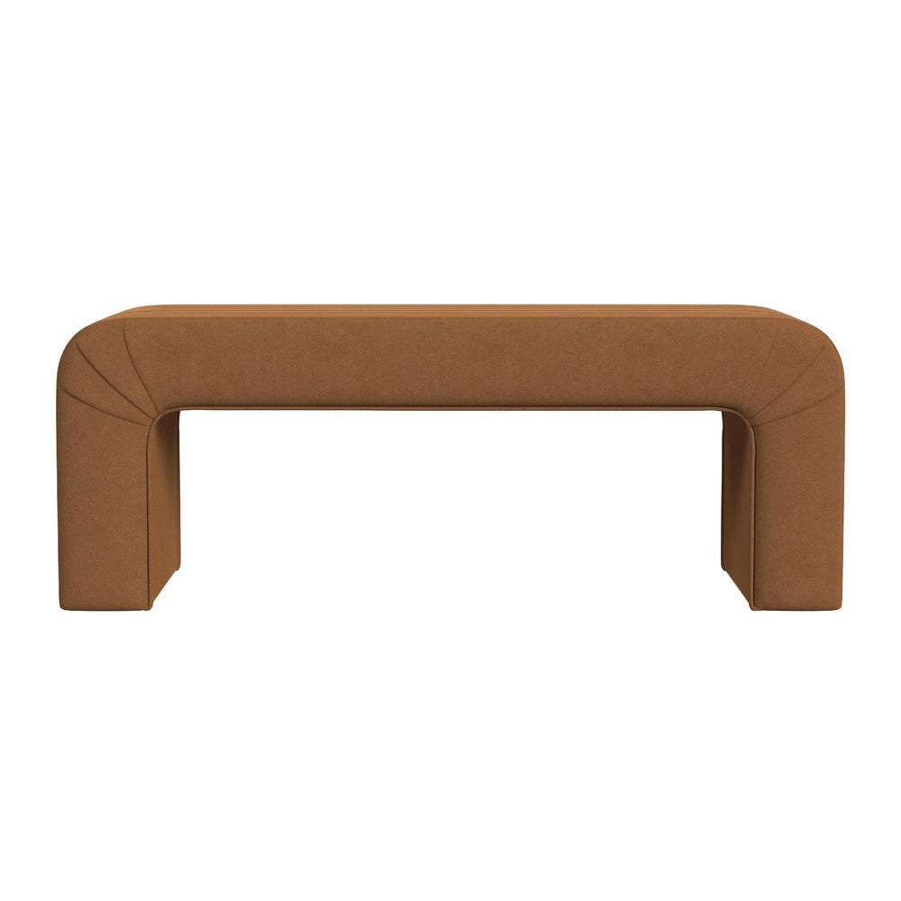 Gus Bench | Curved Arch Design | Orange Channel Tufted Velvet 48’’