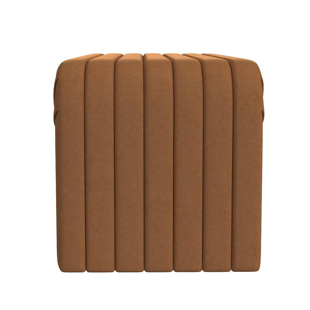 Gus Bench | Curved Arch Design | Orange Channel Tufted Velvet 48’’