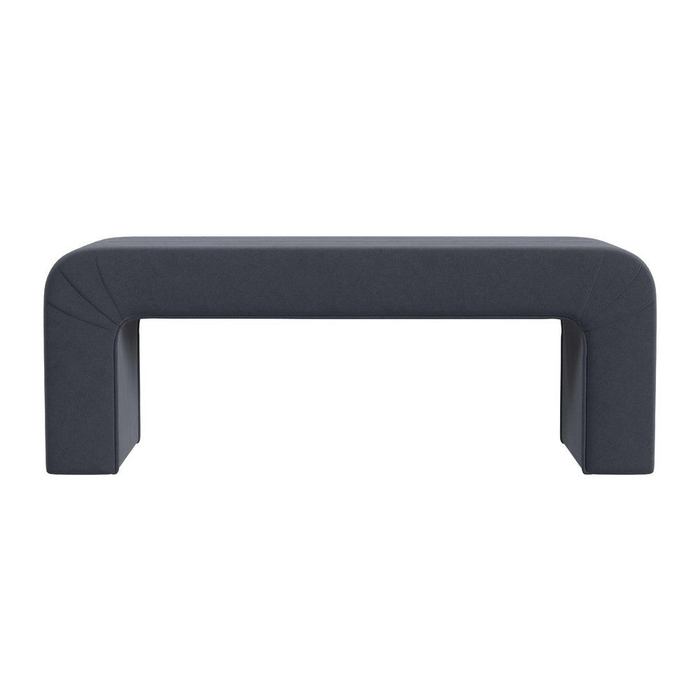 Gus Bench | Curved Arch Design | Blue Channel Tufted Velvet 48’’