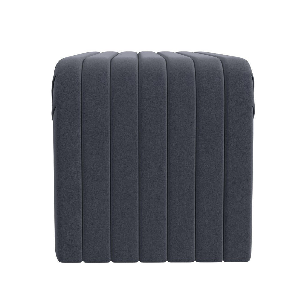 Gus Bench | Curved Arch Design | Blue Channel Tufted Velvet 48’’