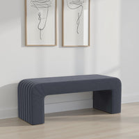 Gus Bench | Curved Arch Design | Blue Channel Tufted Velvet 48"