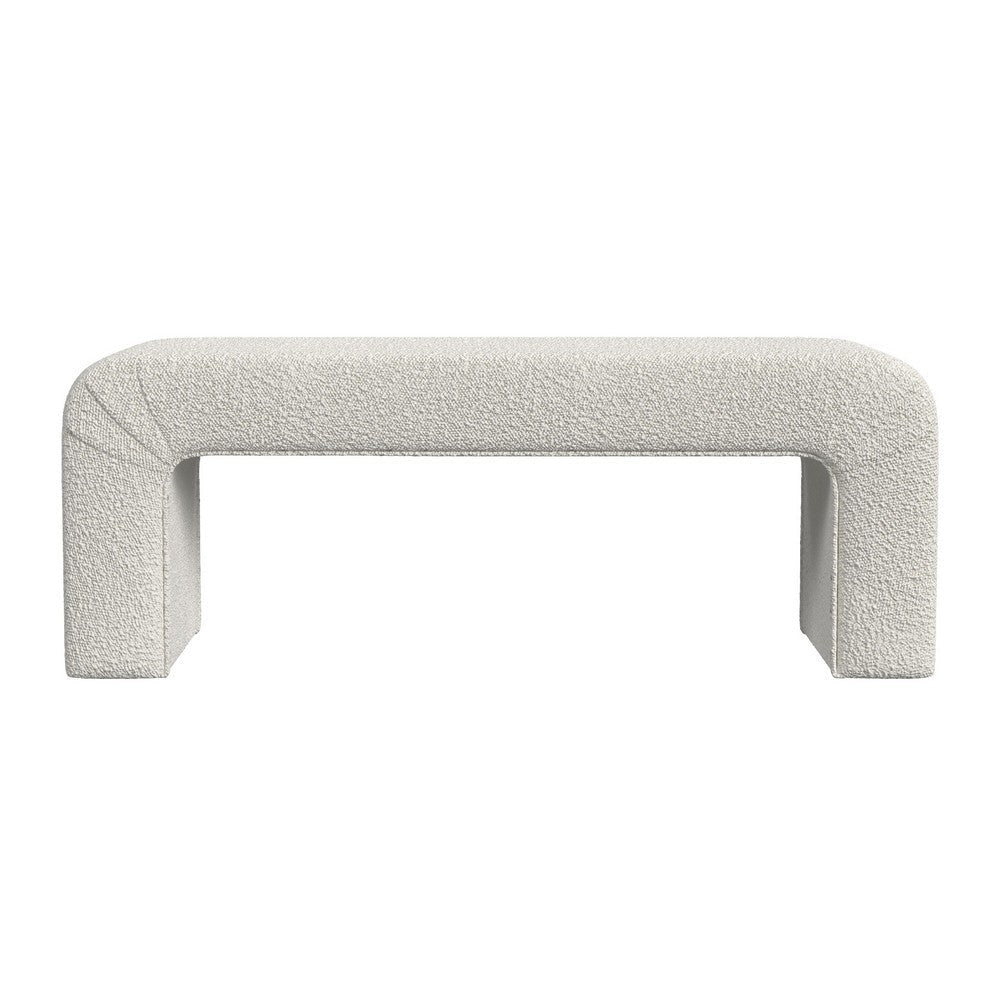 Gus Bench | Curved Arch Design | Cream Channel Tufted Velvet 48’’