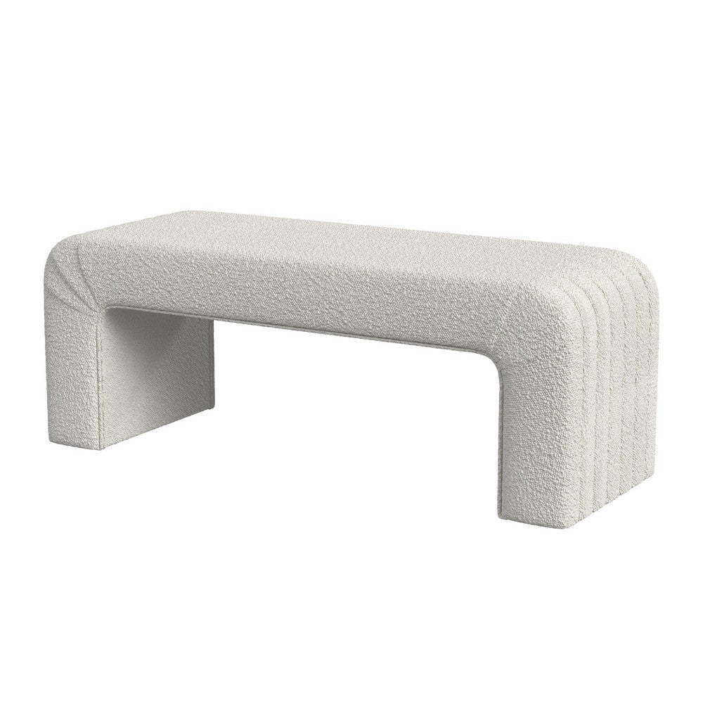 Gus Bench | Curved Arch Design | Cream Channel Tufted Velvet 48’’