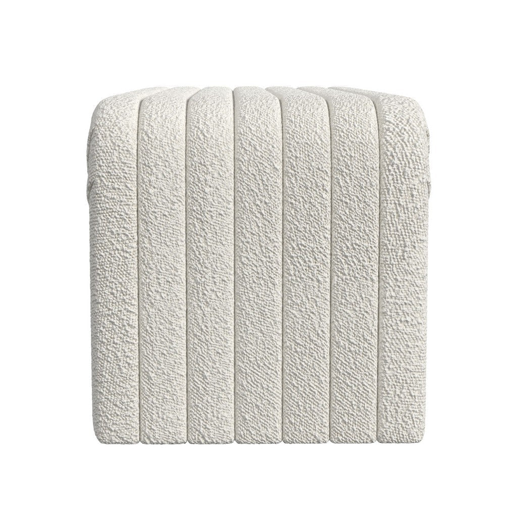 Gus Bench | Curved Arch Design | Cream Channel Tufted Velvet 48’’