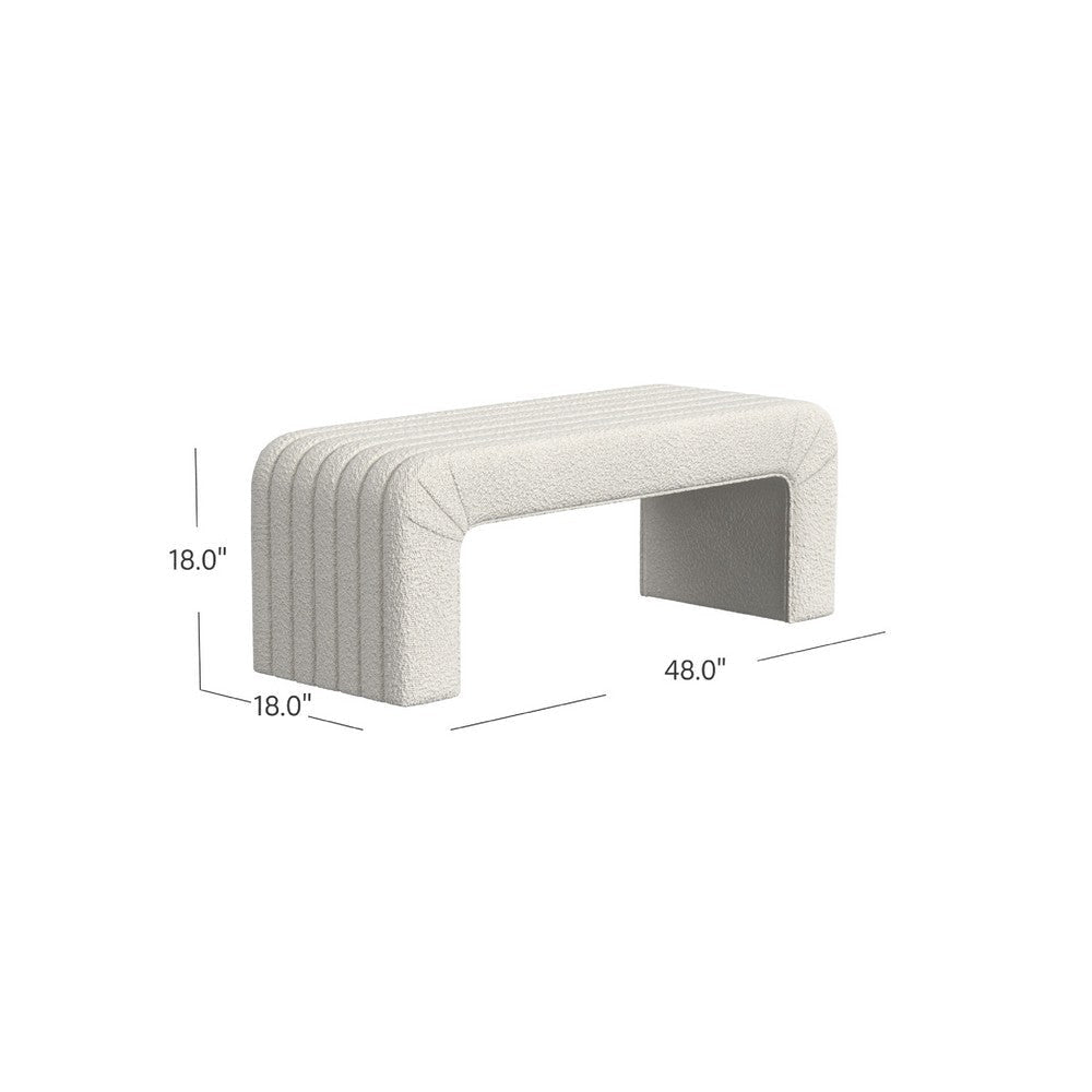 Gus Bench | Curved Arch Design | Cream Channel Tufted Velvet 48’’