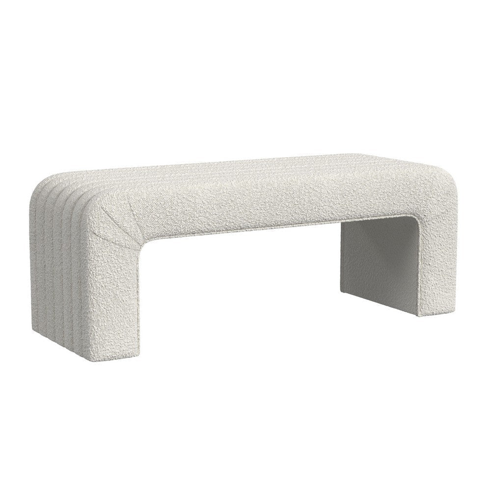 Gus Bench | Curved Arch Design | Cream Channel Tufted Velvet 48"