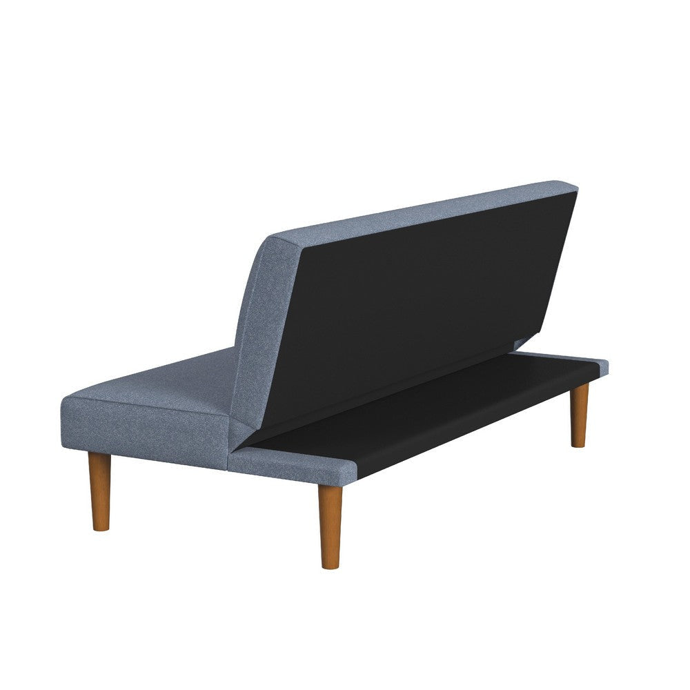 Ian Convertible Futon Sofa Bed | Adjustable Recliner Blue Woven Fabric
