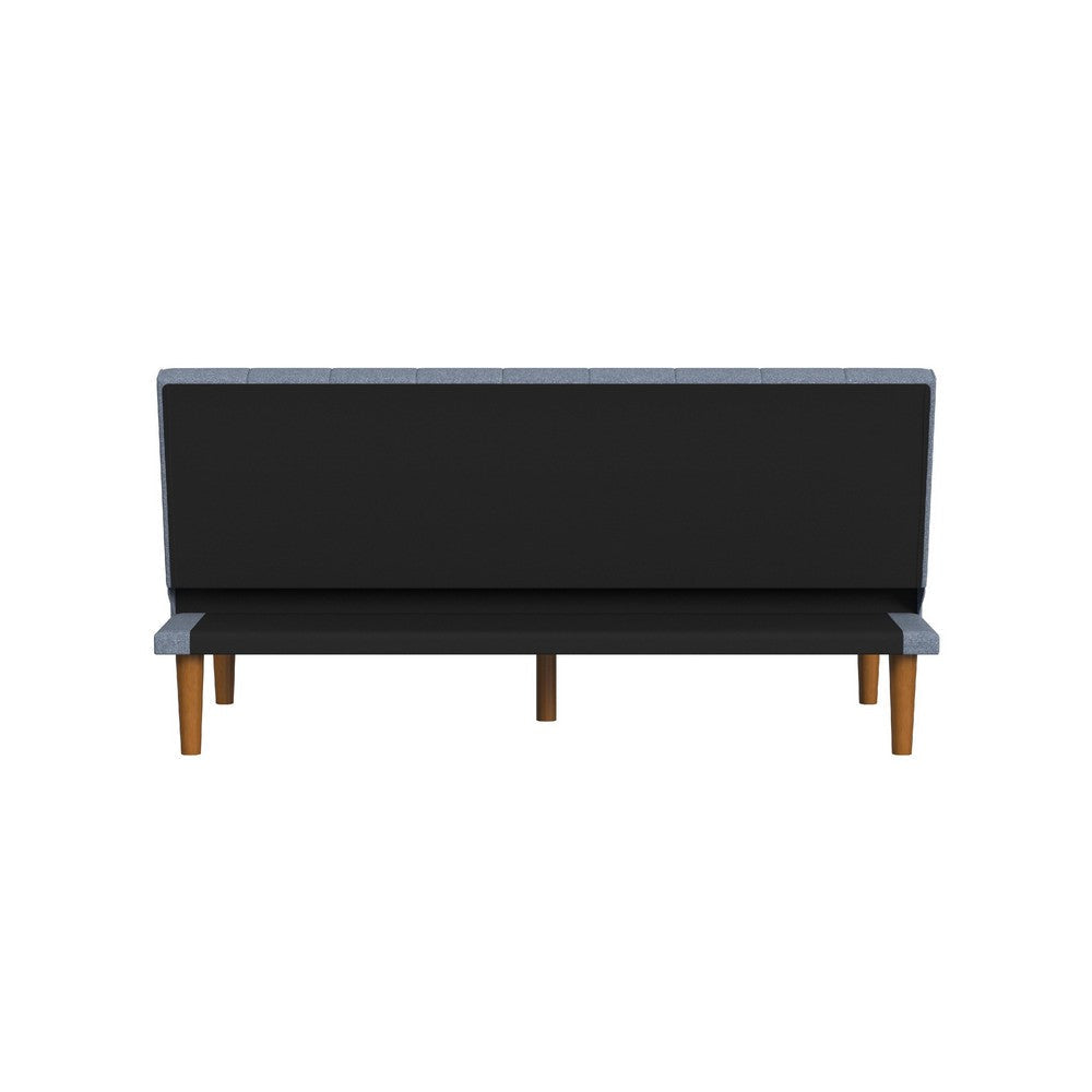 Ian Convertible Futon Sofa Bed | Adjustable Recliner Blue Woven Fabric