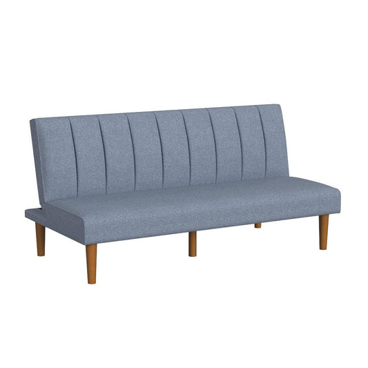 Ian Convertible Futon Sofa Bed | Adjustable Recliner Blue Woven Fabric