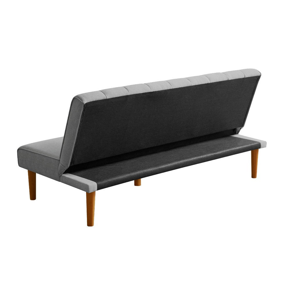 Ian Convertible Futon Sofa Bed | Adjustable Recliner Gray Woven Fabric