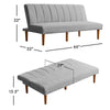 Ian Convertible Futon Sofa Bed | Adjustable Recliner Gray Woven Fabric