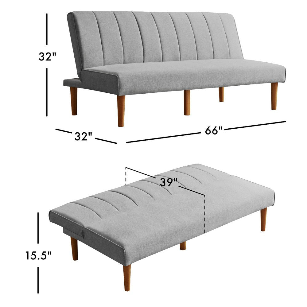 Ian Convertible Futon Sofa Bed | Adjustable Recliner Gray Woven Fabric