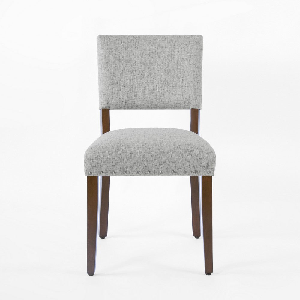 Dining Side Chair Set of 2 | Padded Open Back | Gray Woven Fabric