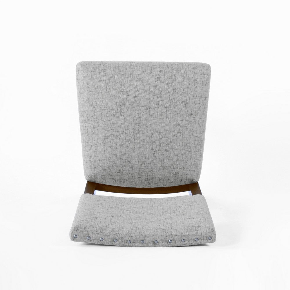 Dining Side Chair Set of 2 | Padded Open Back | Gray Woven Fabric BM334478