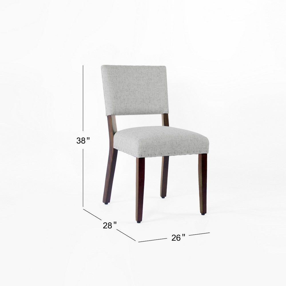 Dining Side Chair Set of 2 | Padded Open Back | Gray Woven Fabric