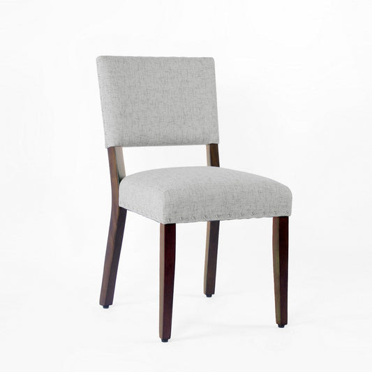 Dining Side Chair Set of 2 | Padded Open Back | Gray Woven Fabric