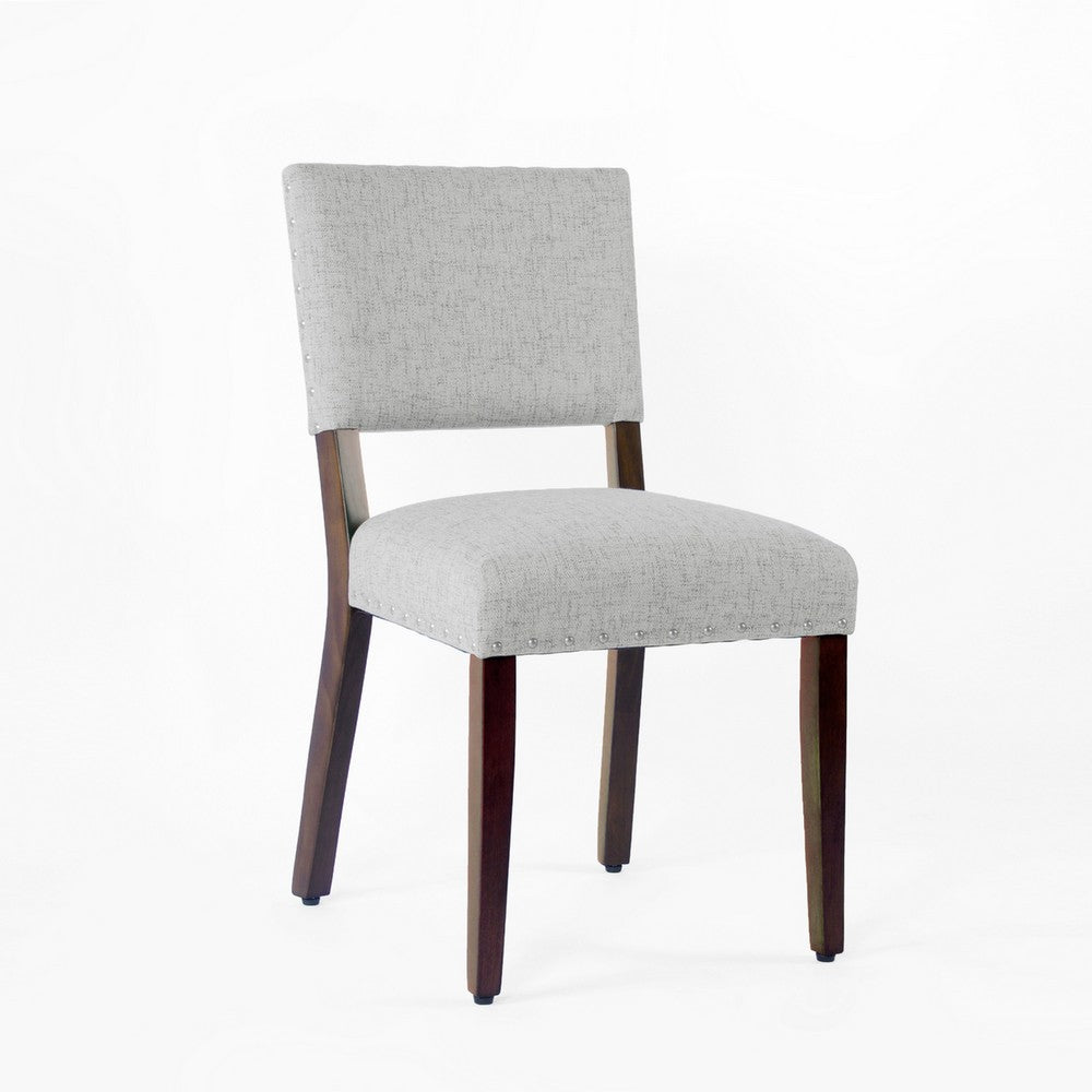 Dining Side Chair Set of 2 | Padded Open Back | Gray Woven Fabric