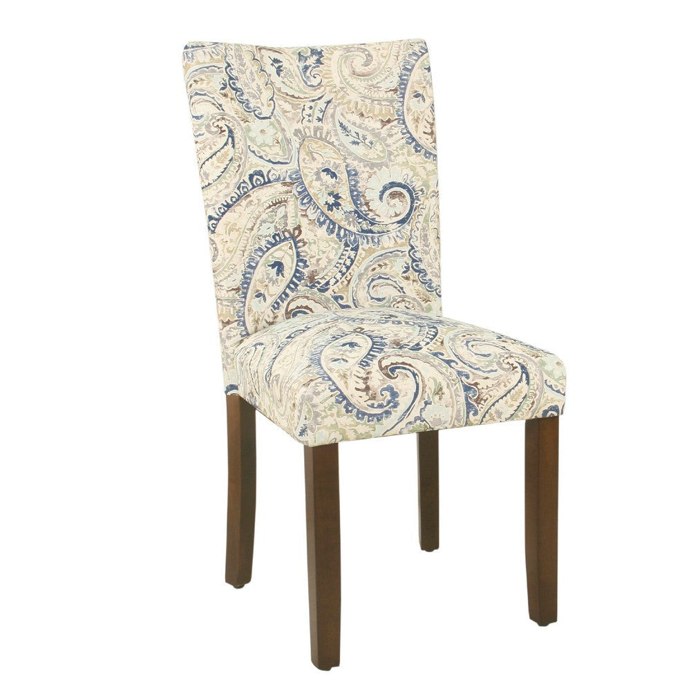 Jax Parsons Dining Chair Set of 2 | Cream Blue Velvet Paisley Print