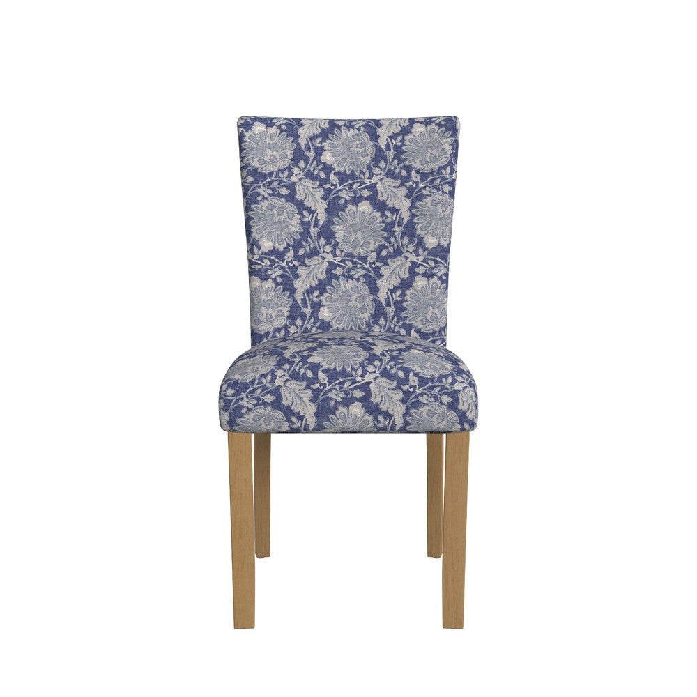 Jax Parsons Dining Chair Set of 2 | Blue Gray Floral Print Polyester