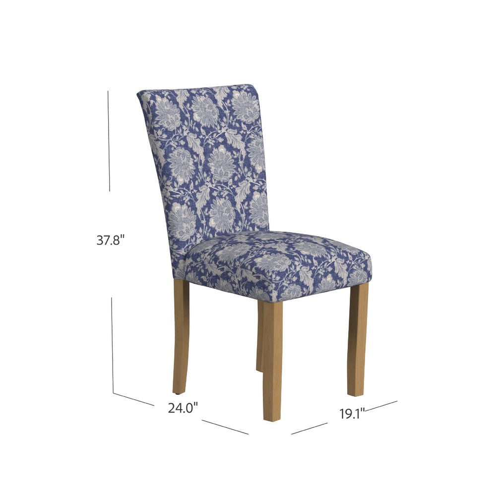 Jax Parsons Dining Chair Set of 2 | Blue Gray Floral Print Polyester