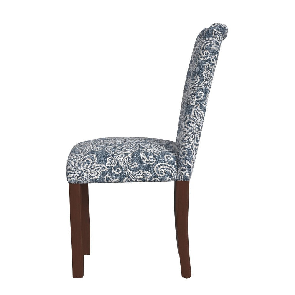 Jax Parsons Dining Chair Set of 2 | Blue Jacobean Print Polyester