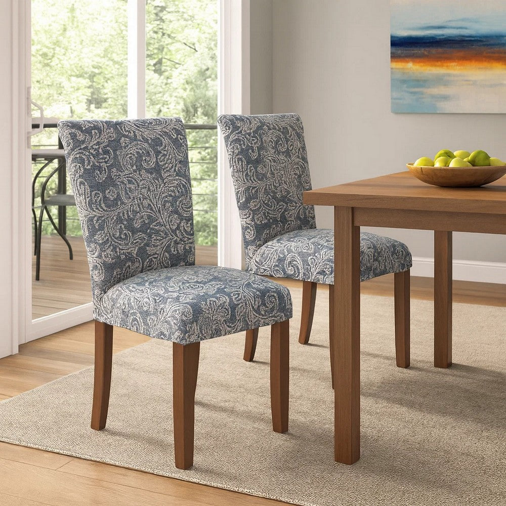 Jax Parsons Dining Chair Set of 2 | Blue Jacobean Print Polyester