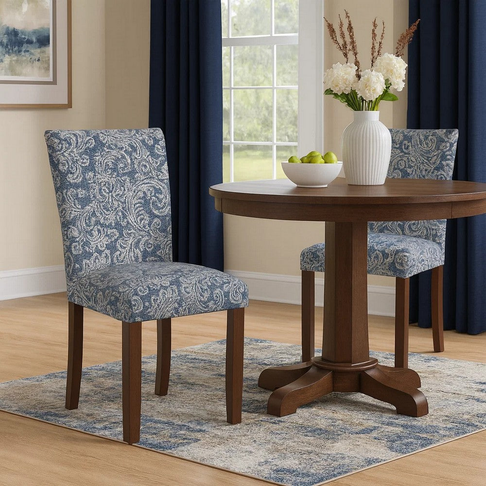 Jax Parsons Dining Chair Set of 2 | Blue Jacobean Print Polyester