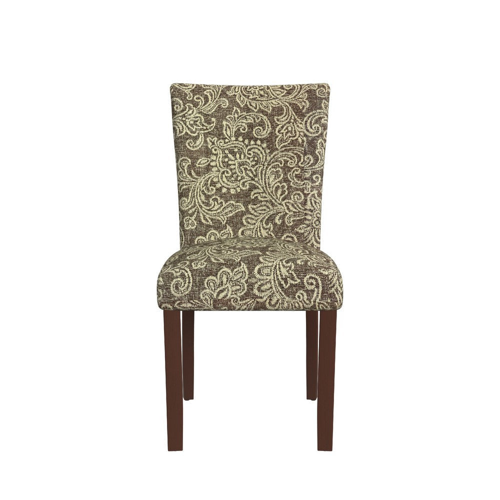 Jax Parsons Dining Chair Set of 2 | Brown Jacobean Print Polyester