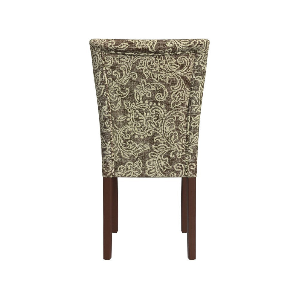 Jax Parsons Dining Chair Set of 2 | Brown Jacobean Print Polyester