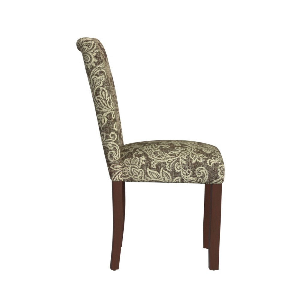 Jax Parsons Dining Chair Set of 2 | Brown Jacobean Print Polyester