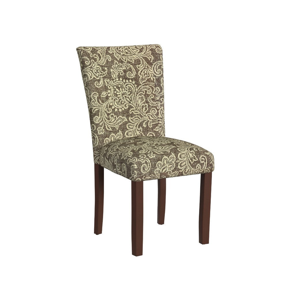 Jax Parsons Dining Chair Set of 2 | Brown Jacobean Print Polyester