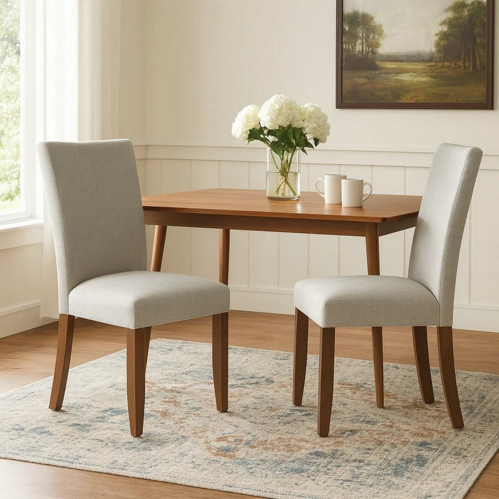 Jax Parsons Dining Chair Set of 2 | Walnut Legs | Gray Woven Polyester