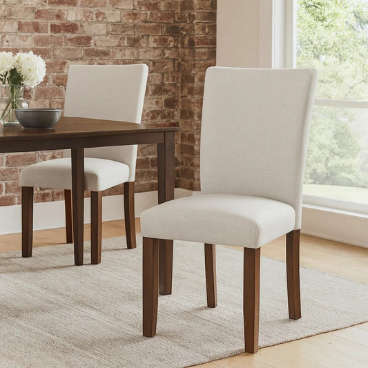 Jax Parsons Dining Chair Set of 2 | Walnut Legs | Gray Woven Polyester
