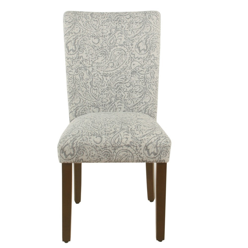 Jax Parsons Dining Chair Set of 2 | Dark Walnut | Gray Beige Floral