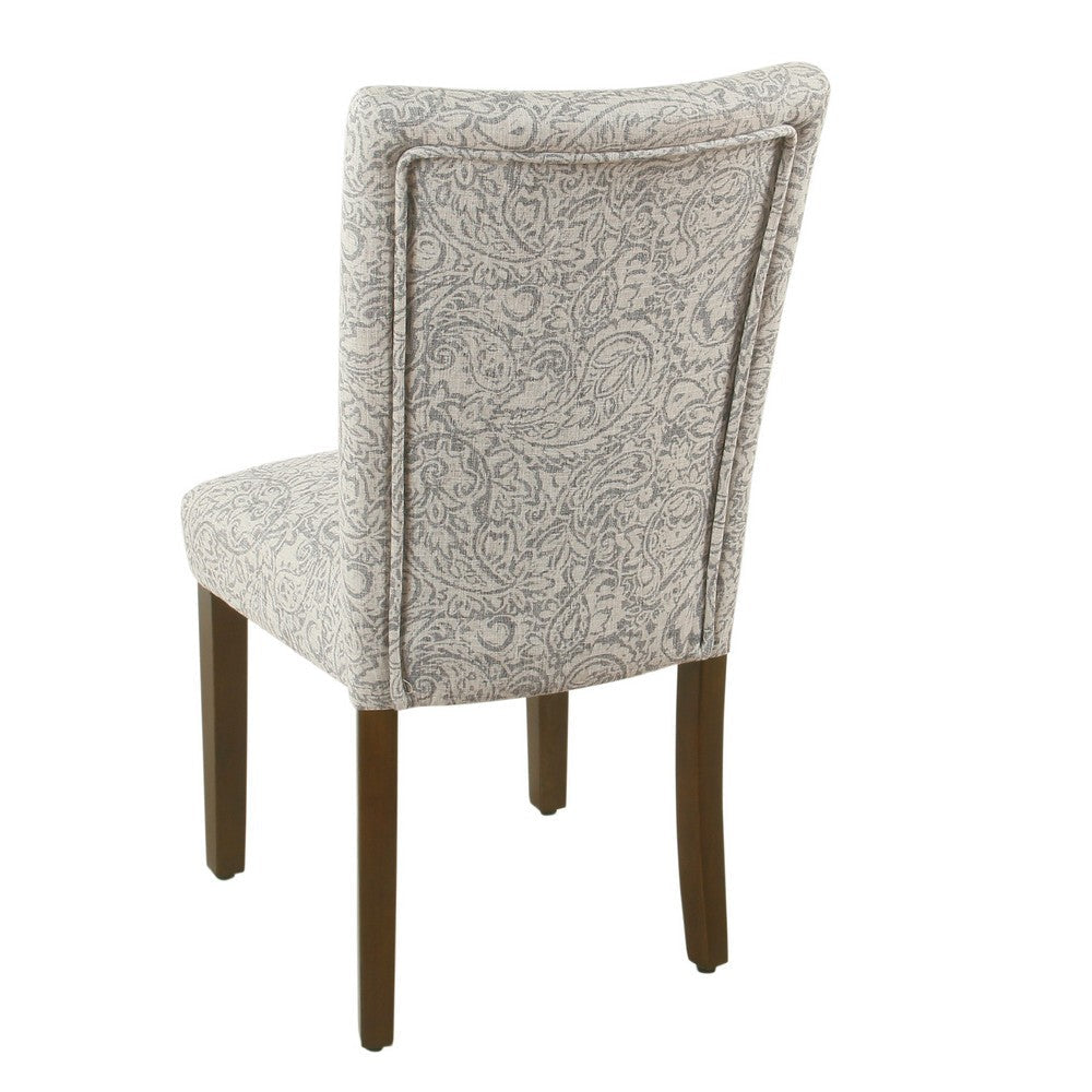 Jax Parsons Dining Chair Set of 2 | Dark Walnut | Gray Beige Floral