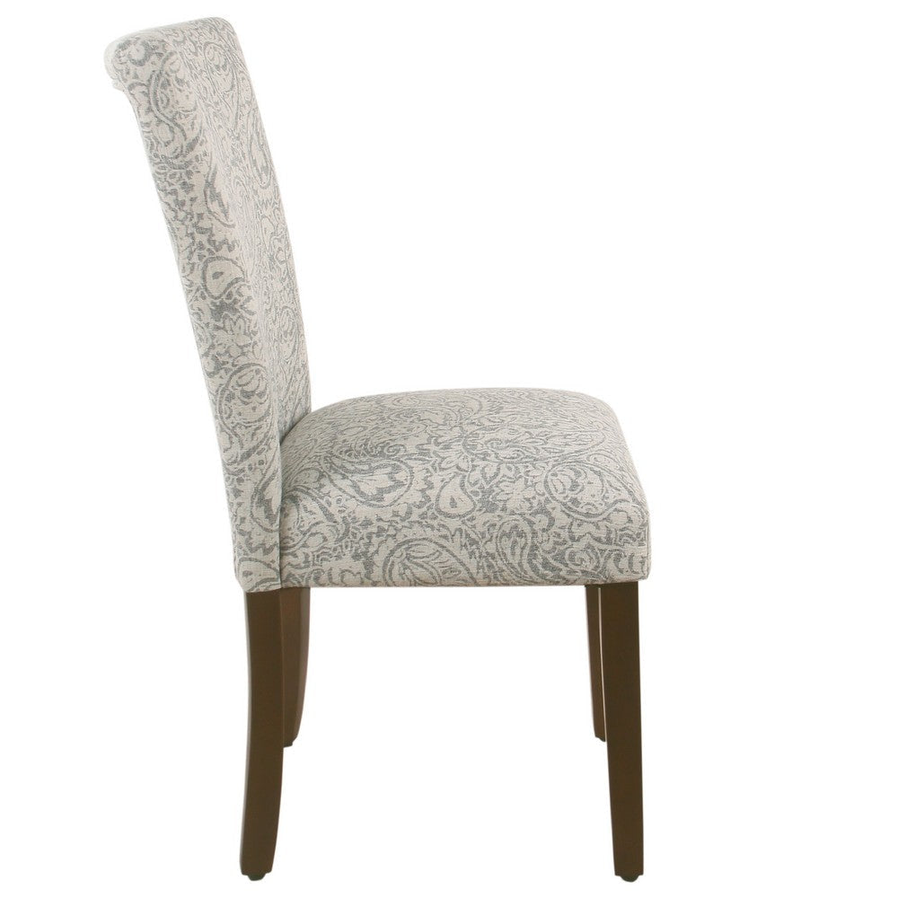 Jax Parsons Dining Chair Set of 2 | Dark Walnut | Gray Beige Floral