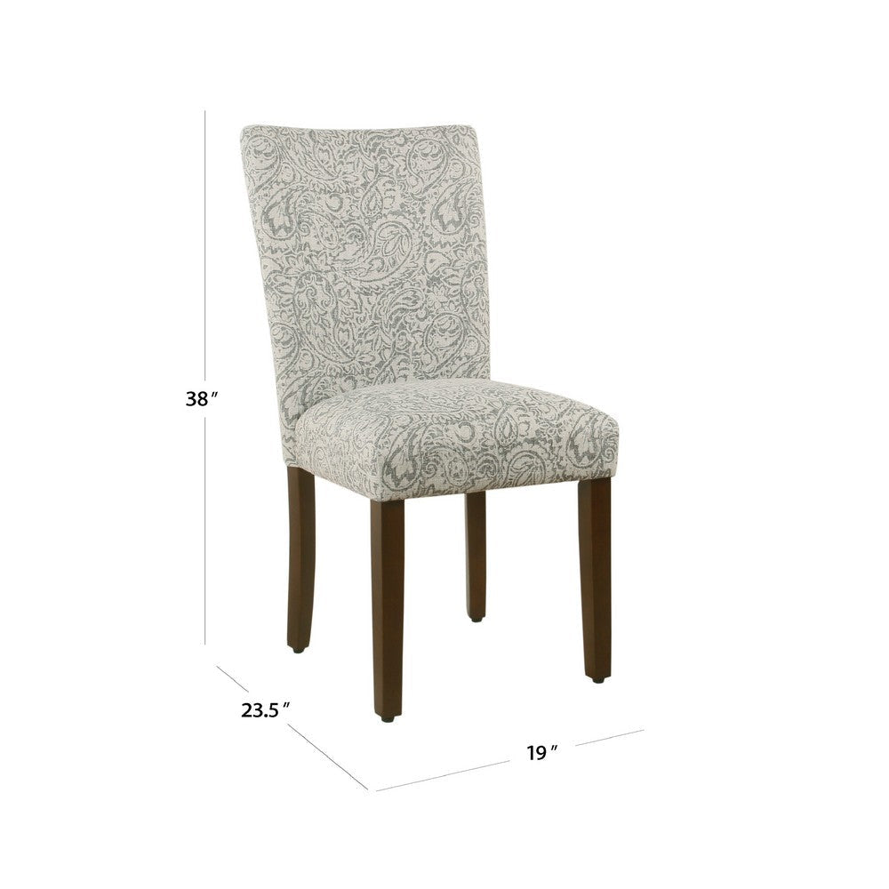 Jax Parsons Dining Chair Set of 2 | Dark Walnut | Gray Beige Floral