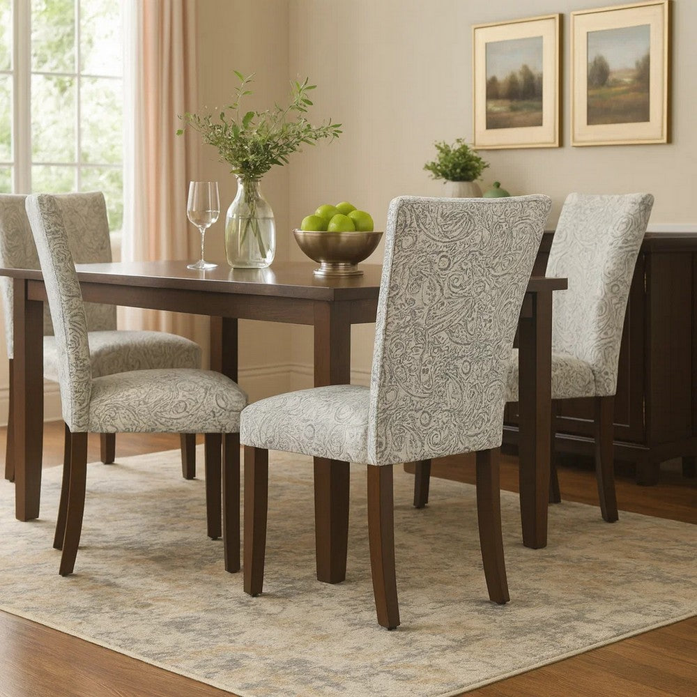 Jax Parsons Dining Chair Set of 2 | Dark Walnut | Gray Beige Floral