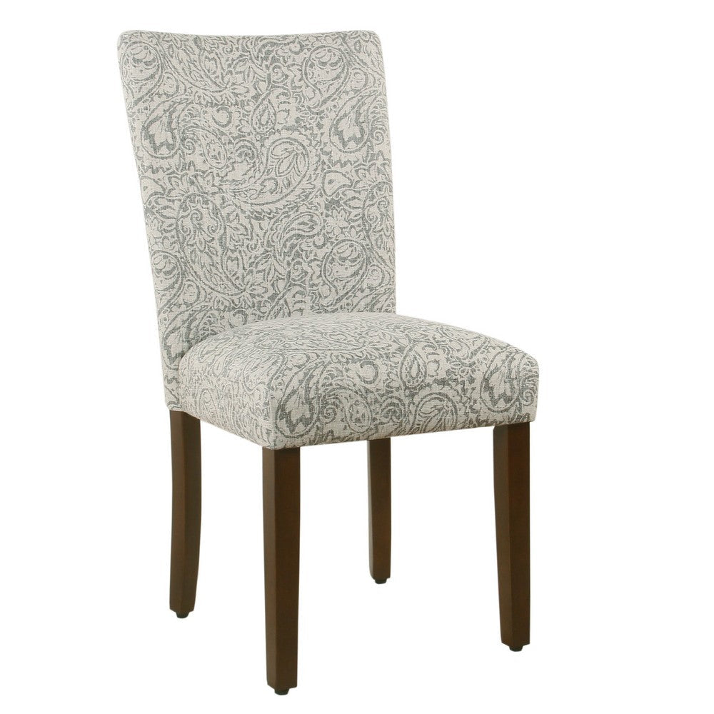 Jax Parsons Dining Chair Set of 2 | Dark Walnut | Gray Beige Floral