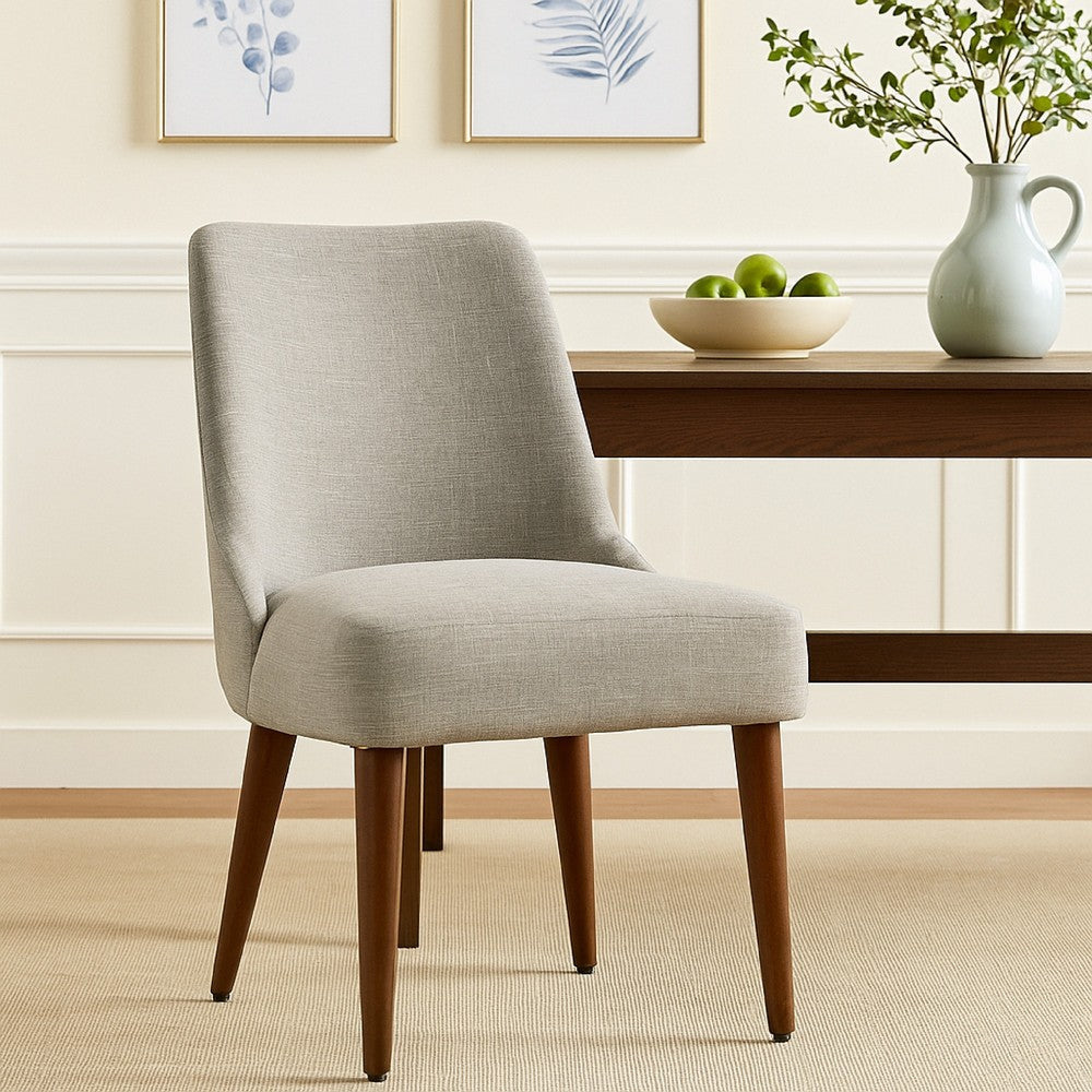 Guy Dining Chair with Dark Amber Tapered Legs | Gray Woven Fabric