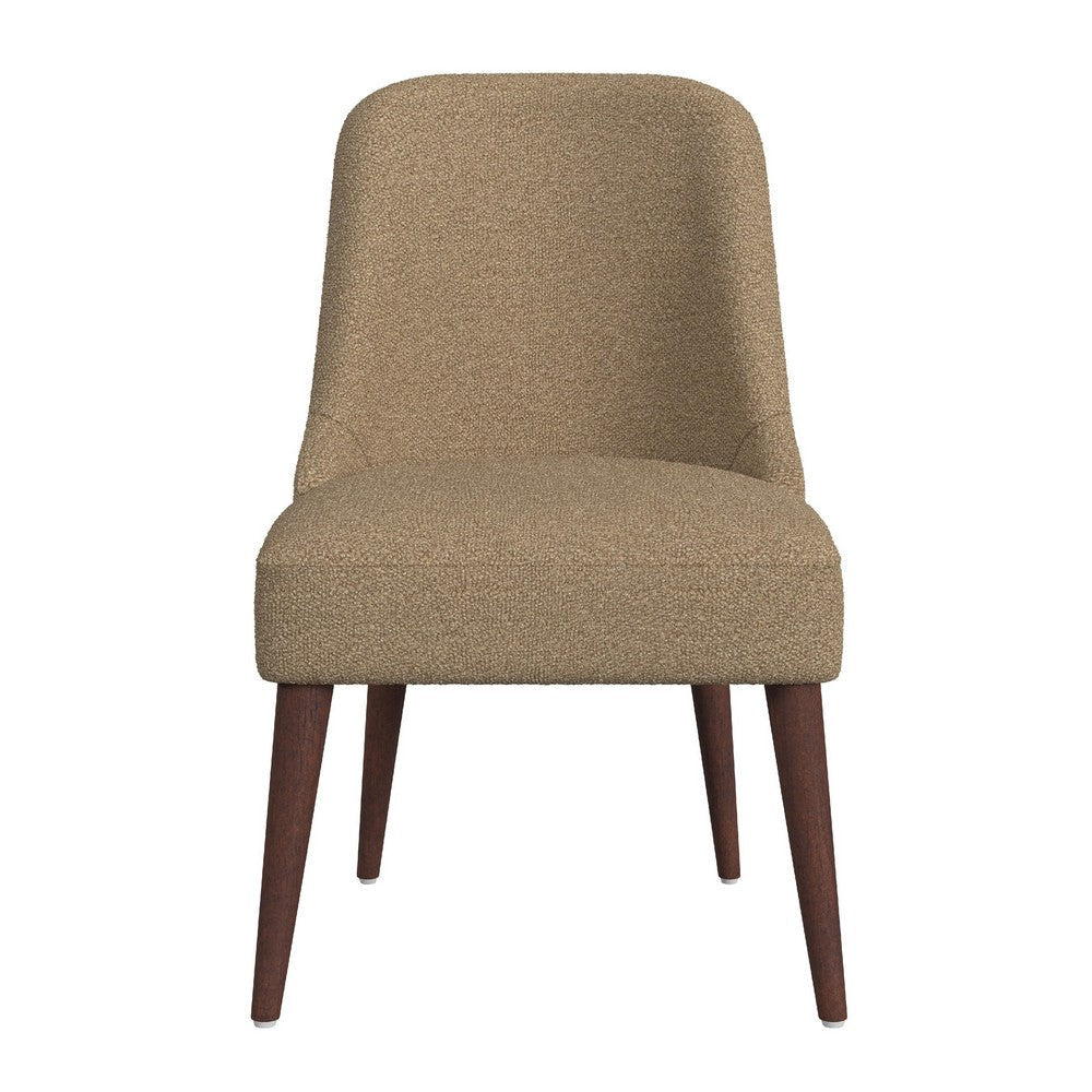 Guy Dining Chair with Dark Amber Tapered Legs | Brown Boucle Fabric BM334489