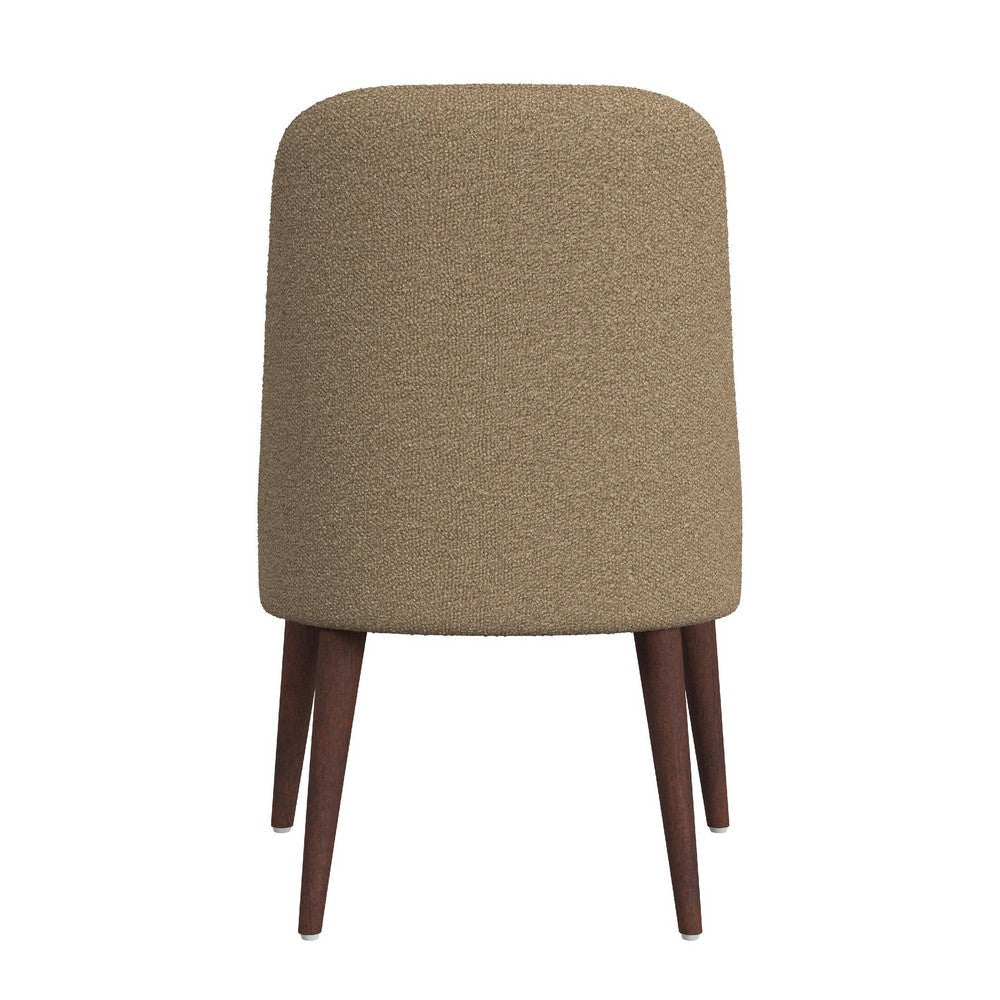 Guy Dining Chair with Dark Amber Tapered Legs | Brown Boucle Fabric BM334489