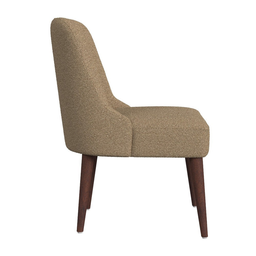 Guy Dining Chair with Dark Amber Tapered Legs | Brown Boucle Fabric BM334489