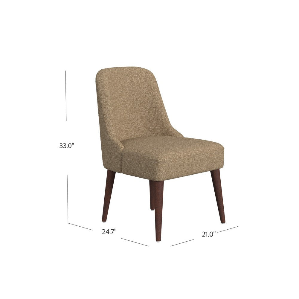 Guy Dining Chair with Dark Amber Tapered Legs | Brown Boucle Fabric BM334489