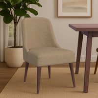 Guy Dining Chair with Dark Amber Tapered Legs | Brown Boucle Fabric
