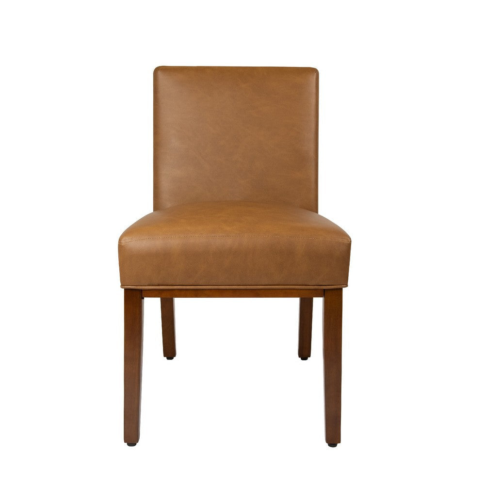 Jan Dining Chair with Espresso Wood Legs | Caramel Brown Faux Leather BM334490
