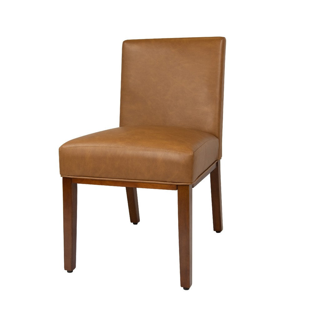 Jan Dining Chair with Espresso Wood Legs | Caramel Brown Faux Leather