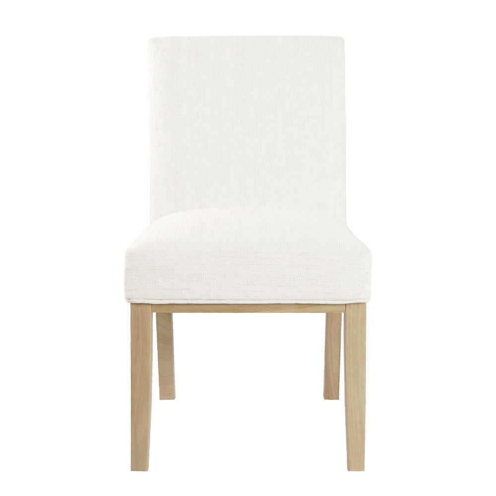 Jan Dining Chair with Natural Brown Wood Legs | White Woven Fabric