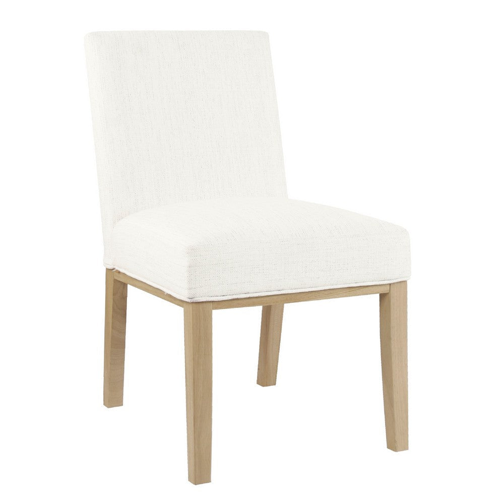 Jan Dining Chair with Natural Brown Wood Legs | White Woven Fabric